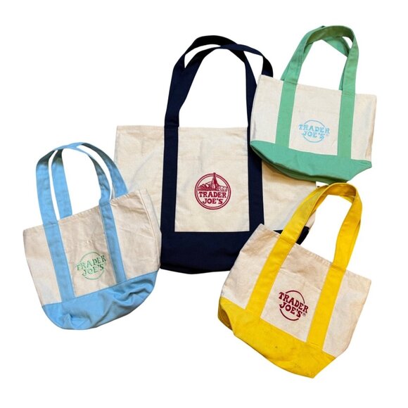 Trader Joes Canvas Tote Bags Lot 4 - Picture 1 of 9